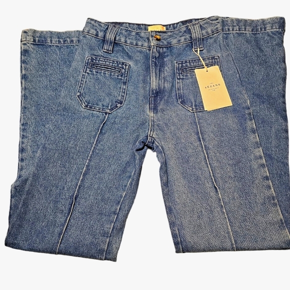 Sezane Augusto Trouser Jeans in Blue Denim Flare Size 36 US 4 - Picture 8 of 14